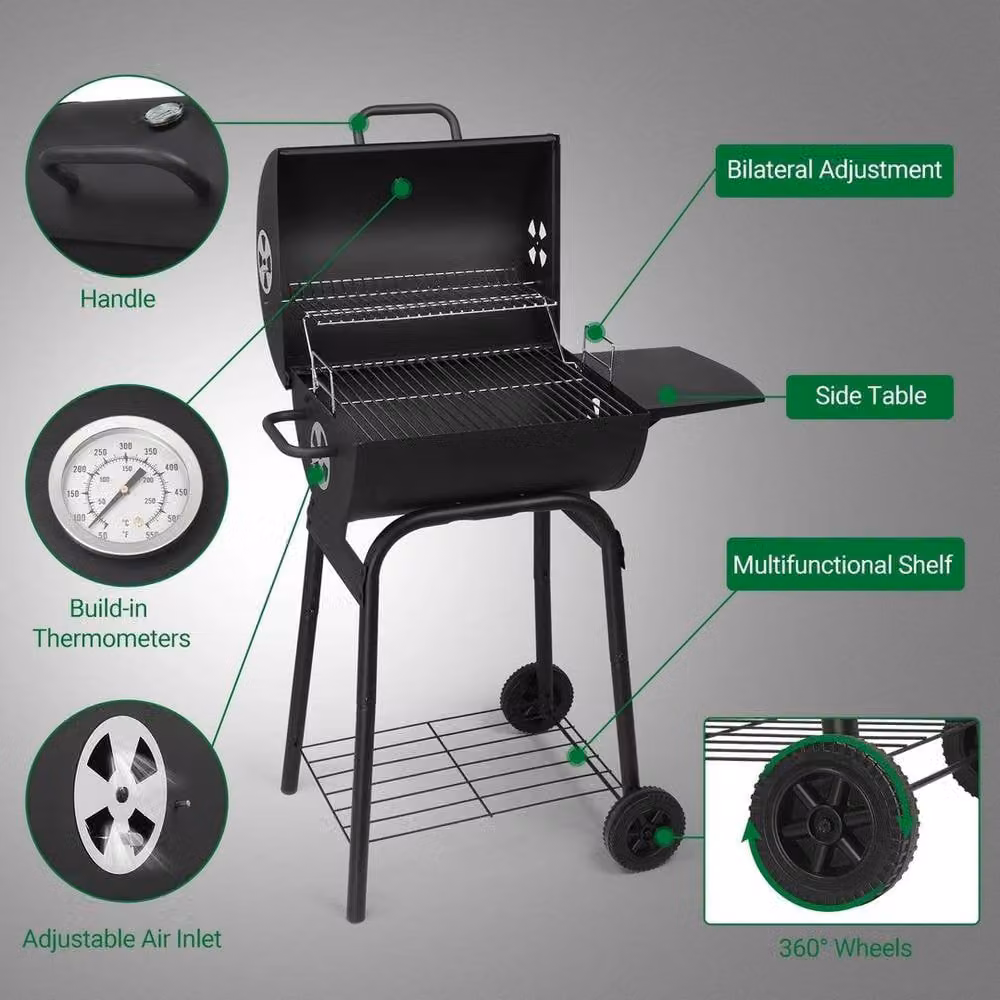 Kelvenix 41-Inch Offset Charcoal BBQ Smoker and Barbecue in Black – 4