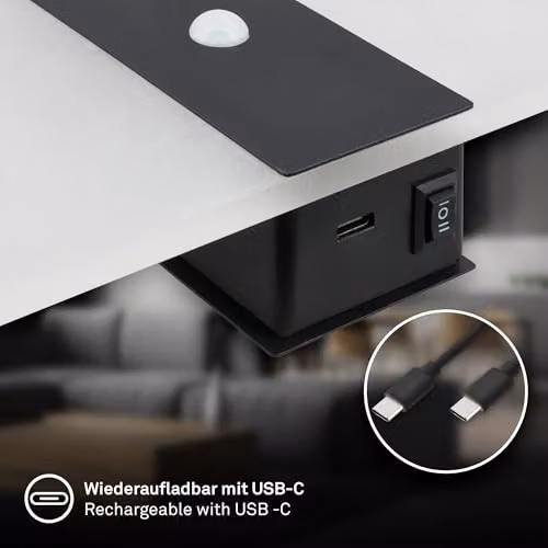 Briloner Sticklights Rechargeable LED Wall Light with Motion and Dusk Sensor, Black, W/D/H: 22 x 4 x 10 cm – 7