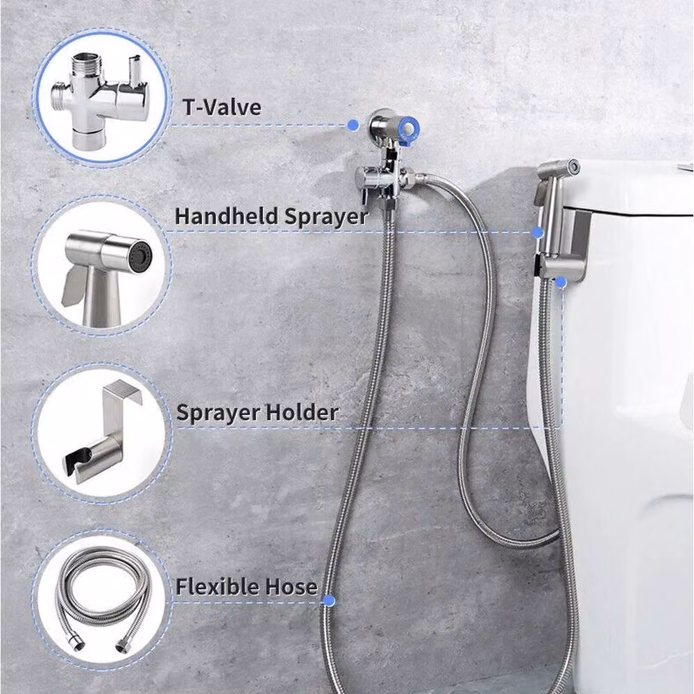 FLAVORA Luxury Handheld Bidet Spray Toilet Hygienic in Silver, W: 52 cm, H: 52 cm – 4