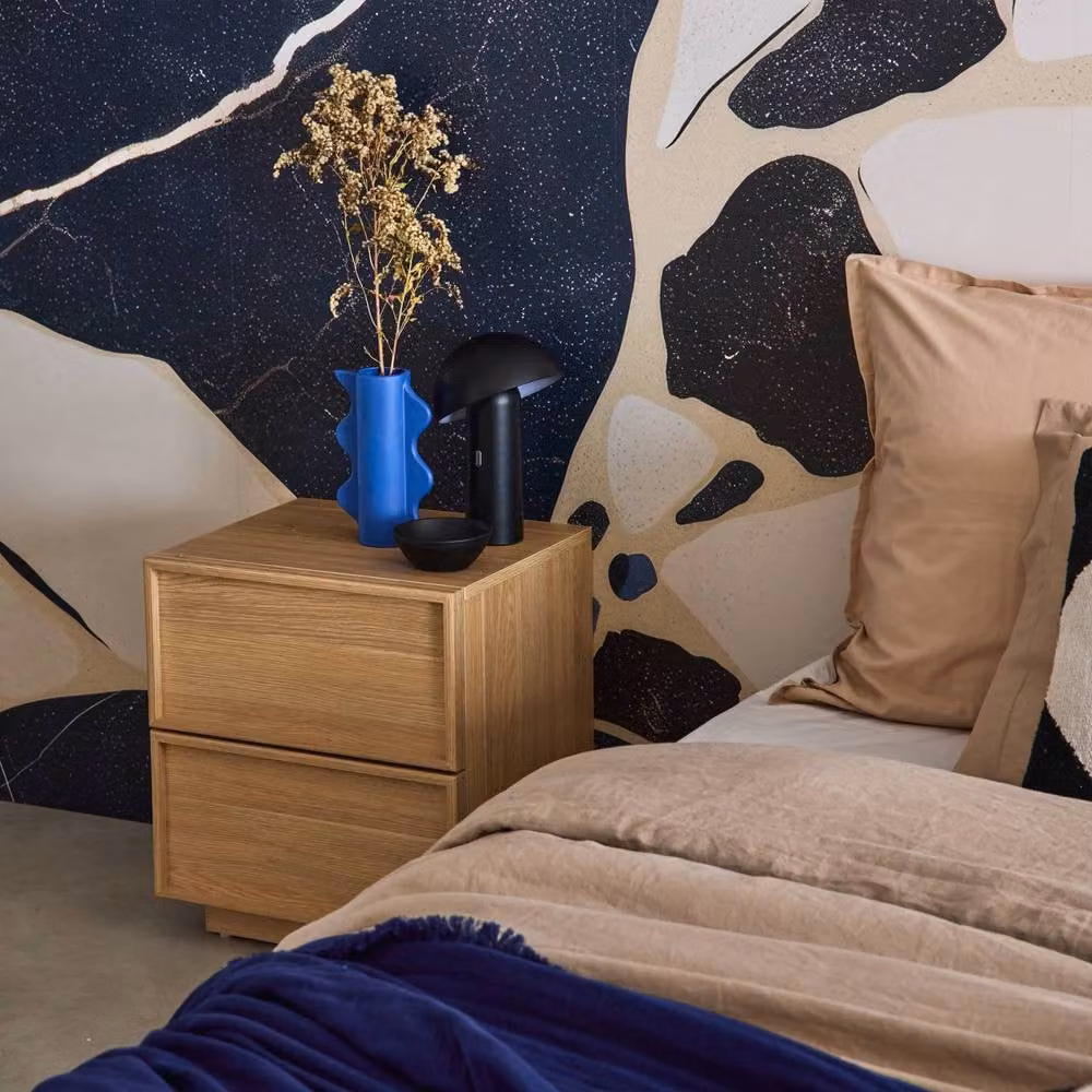 Sweek Set of 2 Modern Wood Effect Bedside Tables with 2 Drawers, Brown, W: 42 cm, D: 38 cm, H: 48 cm – 3