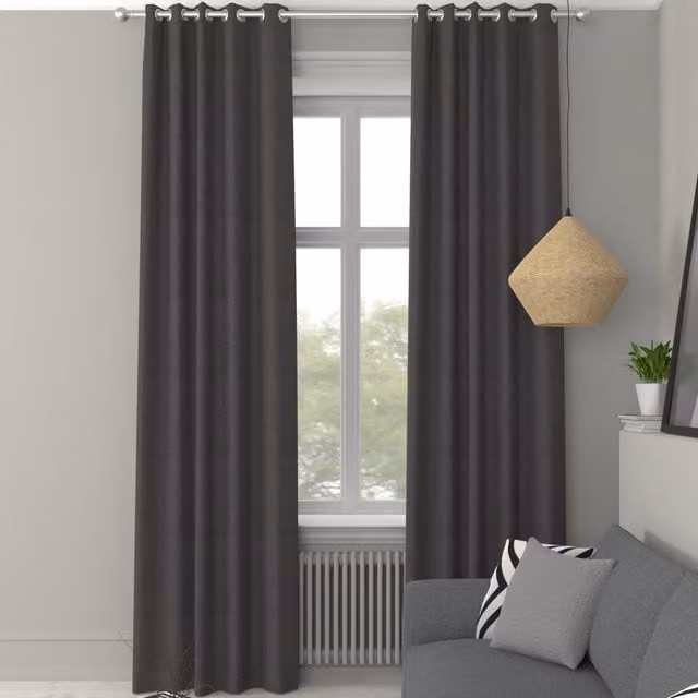 Simply Collection Iowa Silk Essence Made to Measure Blackout Eyelet Curtain Panel in Grey or Black