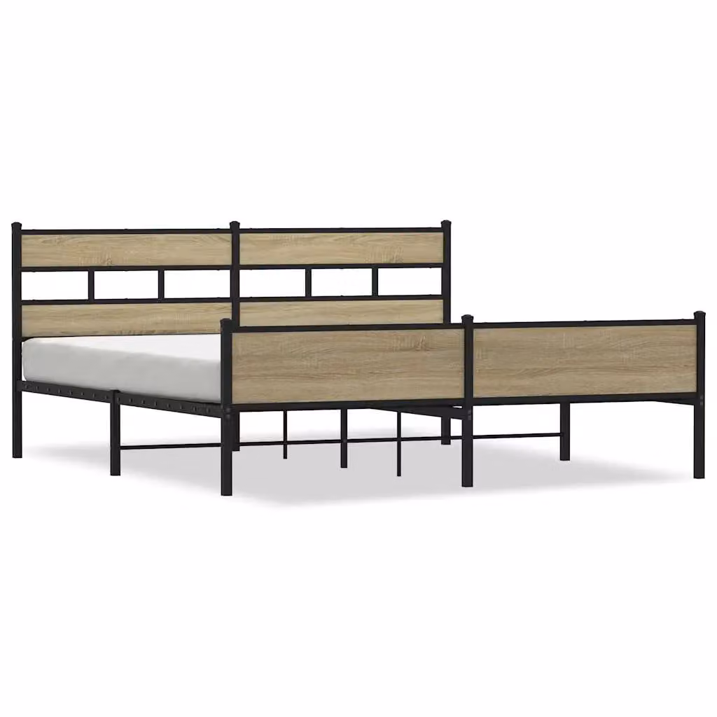 Berkfield Home Metal Bed Frame in Sonoma Oak Brown, W/D/H: 180 x 200 cm Super King – 2
