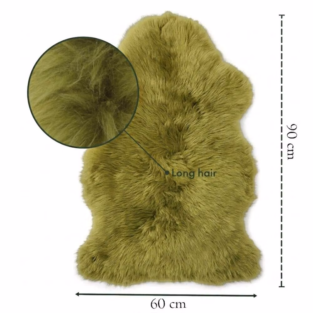 Infinity Leather Natural Wool Single Sheepskin Rug, Green, W: 90 cm, D: 60 cm – 3