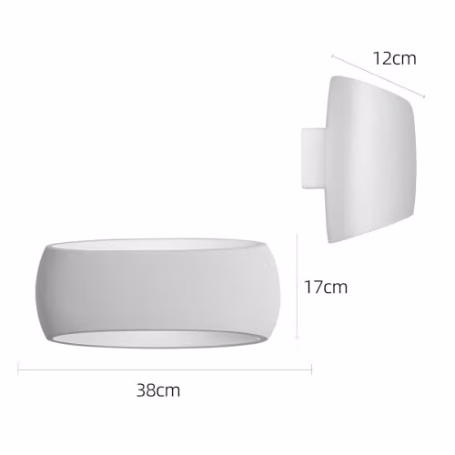 Harper Living 2 Pack White Ceramic and Plaster Oval Wall Sconce Lamps, Height: 38 cm – 2