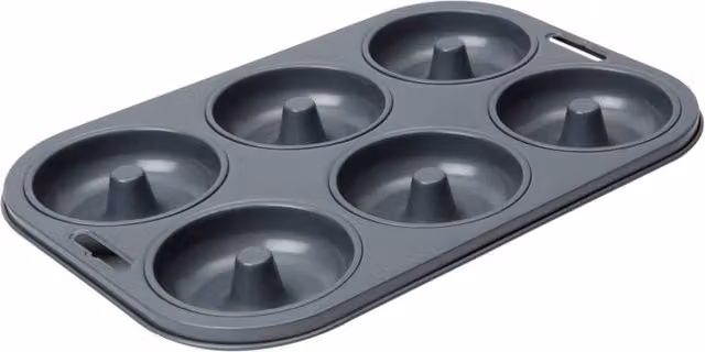 dexam Non-Stick 6 Cup Round Doughnut and Bagel Muffin Tray in Grey