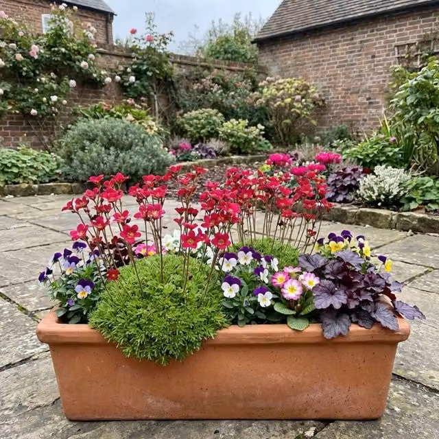 Plants by Post Saxifrage Ice Colours Red Alpine Perennial Plant, 1L, Red and Green Multicolour