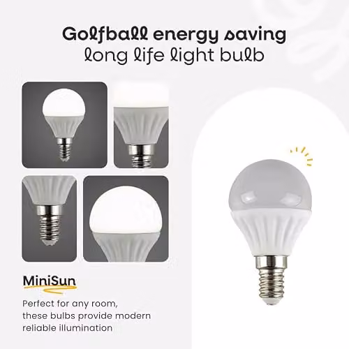 MiniSun Pack of 10 4W LED E27 Golfball Energy Saving Light Bulbs, Cool White 6500K – 2