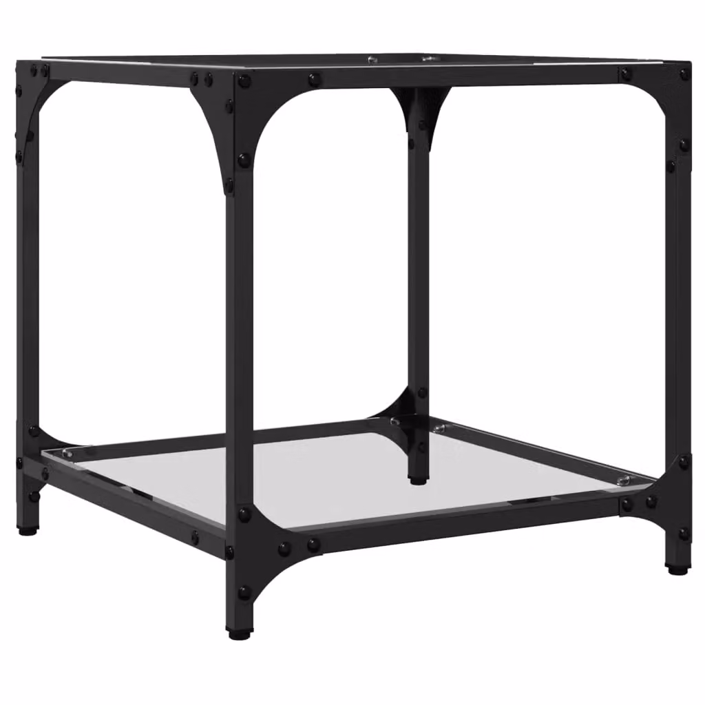 Berkfield Home Modern Square Coffee Table with Transparent Glass Top and Black Steel Frame, W/D/H: 40 x 40 x 40 cm – 4