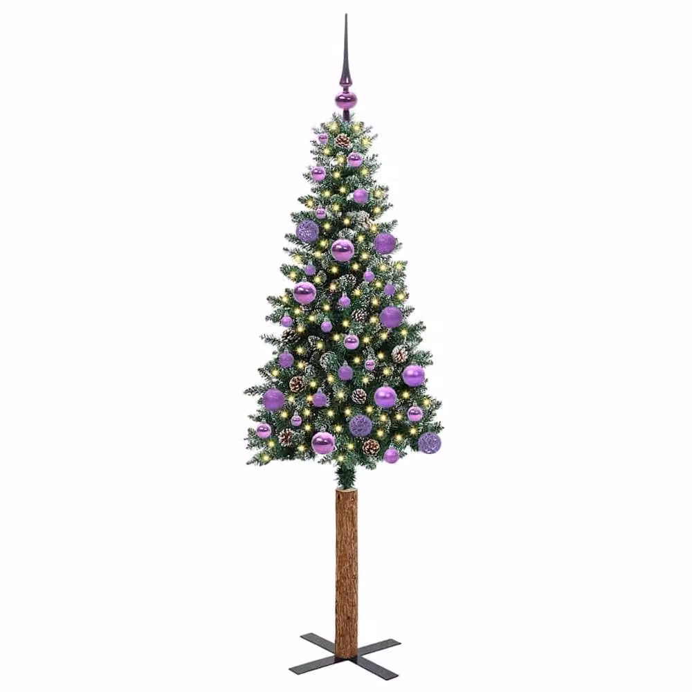 Berkfield Home Slim Christmas Tree with 150 LEDs in Green and White, Height: 150 cm – 3