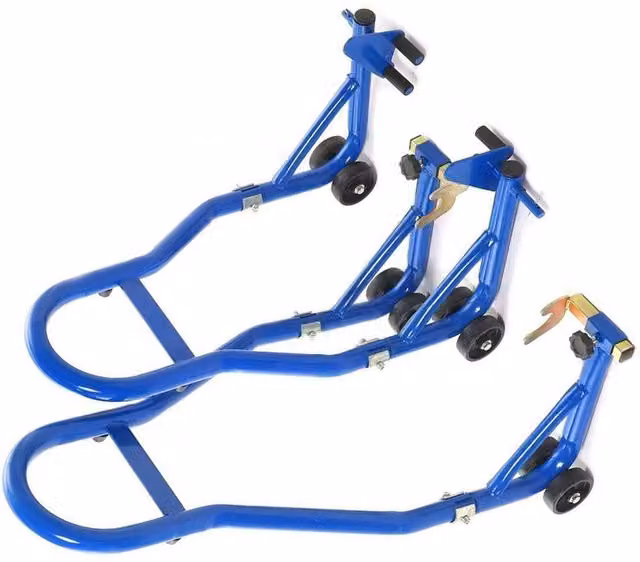 Ventryn Motorcycle Paddock Stand Set for Front Fork and Rear Wheel, Blue