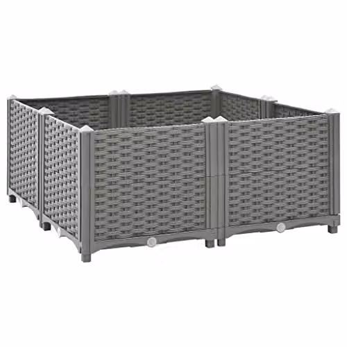 vidaXL Grey Plastic Raised Bed W/D/H: 80 x 80 x 38 cm