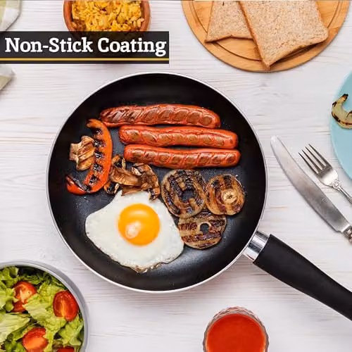 Premier Housewares Non-Stick Carbon Steel Frying Pan, Black, 24 cm – 2