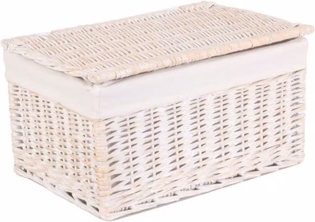 White Wicker Hamper with Cotton Lining
