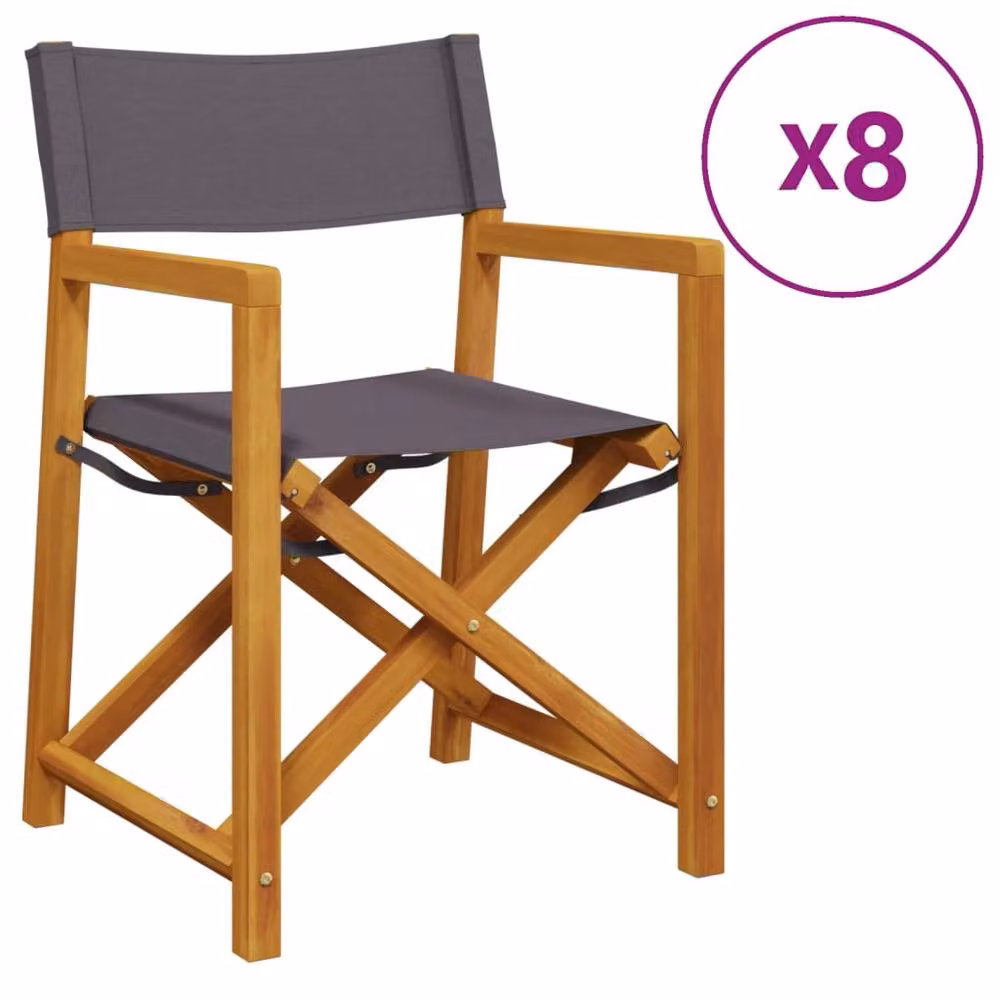 Berkfield Home 8 Piece Folding Acacia Wood Garden Chair Set in Grey – 2