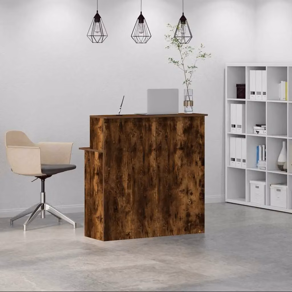 Berkfield Home Smoked Oak Reception Desk in Brown, W/D/H: 100 x 50 x 103.5 cm – 2