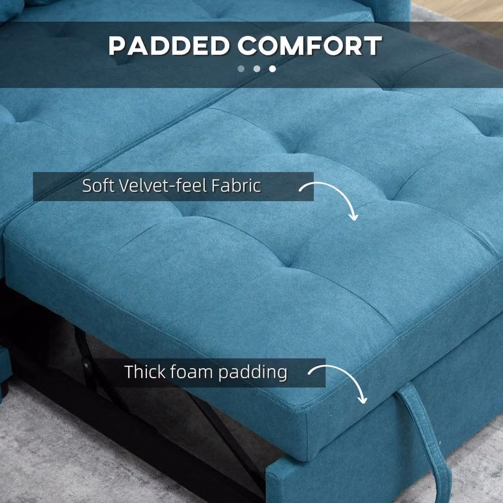 Wyld Haus Codoha Blue 2 Seater Fabric Sofa Bed with Scatter Cushions – 5