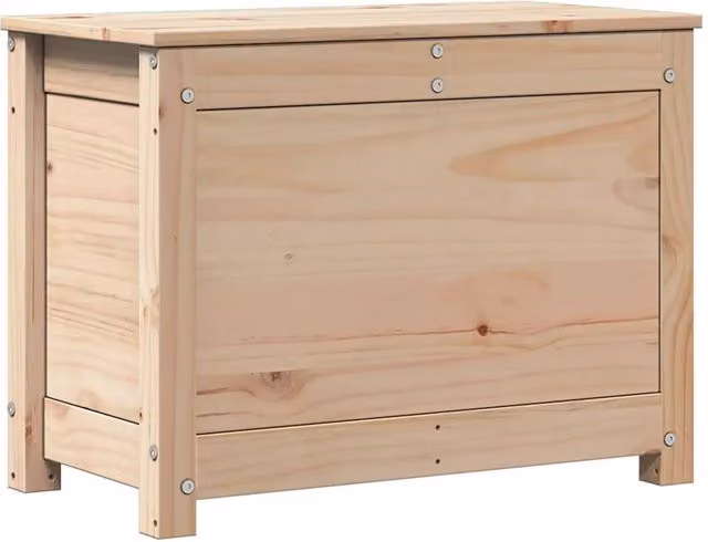 Berkfield Home Rustic Natural Pine Solid Wood Storage Box with Soft Close Lid W: 60 cm, D: 32 cm, H: 45.5 cm