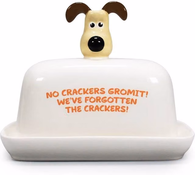 Wallace & Gromit Ceramic Butter Dish in White