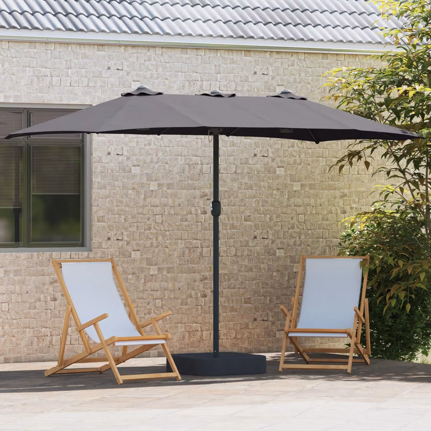 Berkfield Home Folding Garden Parasol in Anthracite, W/D/H: 385 x 209 x 244 cm – 3