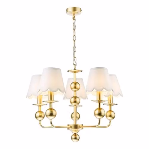 DAR Lighting Tilda 5 Light Pendant in Gold and White – 1