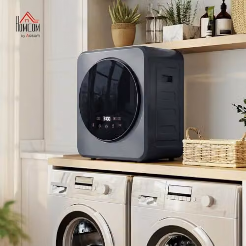 HOMCOM Grey Vented Compact Tumble Dryer with 4kg Wet Laundry and 2.5kg Dry Capacity – 2