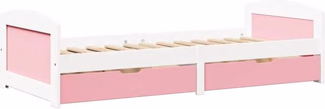 Berkfield Home IRUN Day Bed with 2 Drawers in White and Pink, W/D/H: 90 x 200 cm