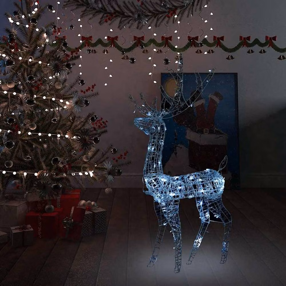 Berkfield Home Acrylic Reindeer Christmas Decoration with 140 Cold White LEDs, Height: 120 cm – 2