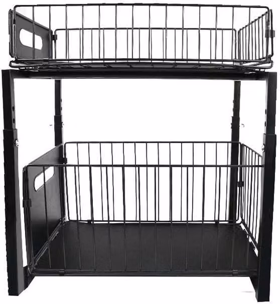 SPETLEK 2 Tier Under Sink Organizer Pull Out Cabinet Baskets in Black – 1