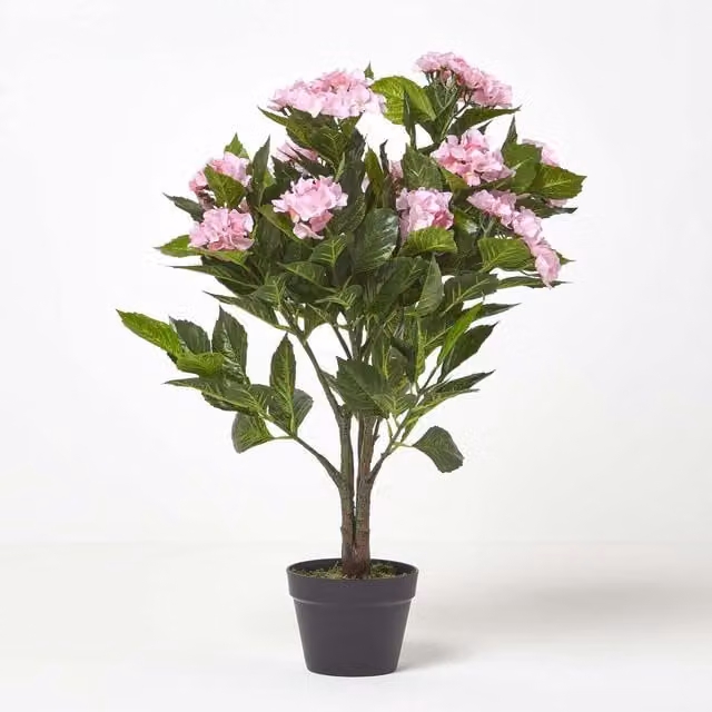 Homescapes Artificial Pink Hydrangea in a Pot, Height: 85 cm