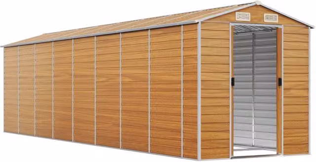 Berkfield Home Garden Shed in Light Brown, Galvanised Steel, W/D/H: 191 x 725 x 198 cm – 1