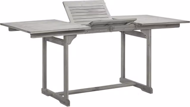 Berkfield Home Garden Dining Table in Grey Solid Acacia Wood W/D/H: 120-170 x 80 x 75 cm
