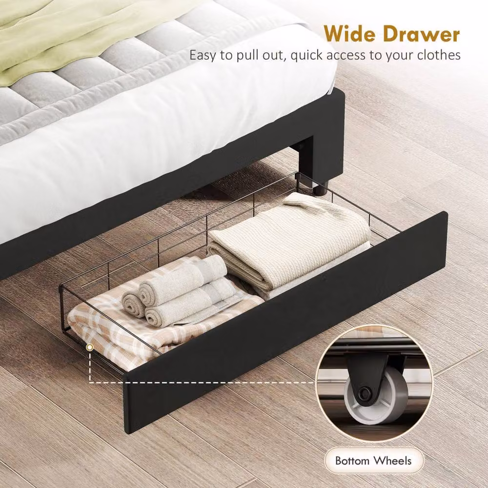 Wyld Haus Mora 4FT6 Double Ottoman Bed Frame in Black Velvet with Lift Up Base Storage – 7