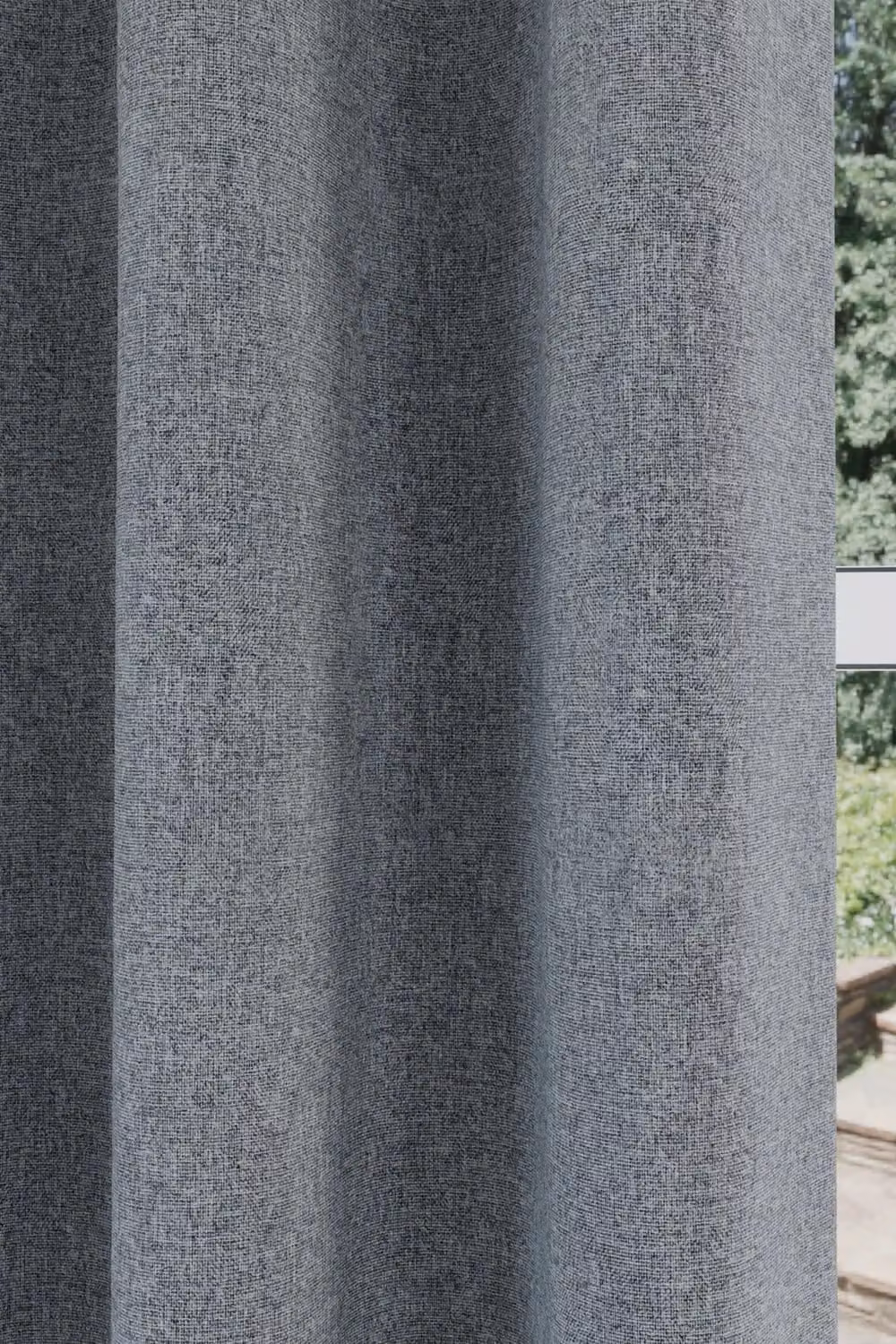 Enhanced Living Grey Linen Look 100% Blackout Thermal Curtains with Eyelets, Pair of 2 – 2