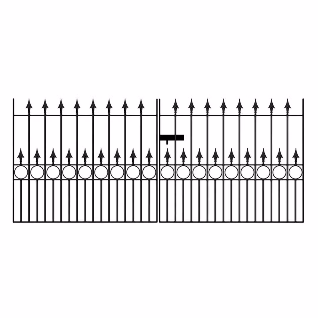Burbage Iron Craft Balmoral Spear Top Low Double Driveway Swing Gate in Black Galvanised Steel, W: 365.8 cm, H: 116.8 cm – 2