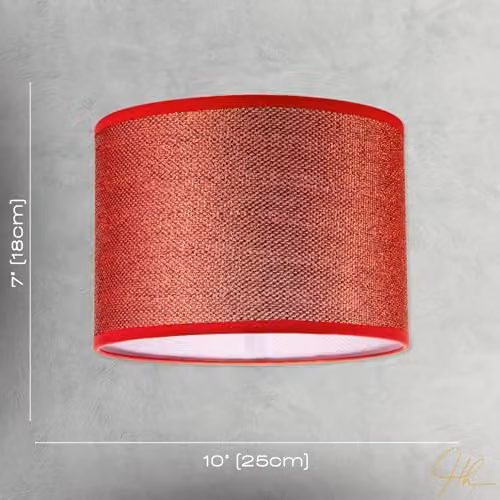Happy Homewares Modern Red Glitter Fabric Cylinder Lamp Shade, Diameter: 25 cm – 4