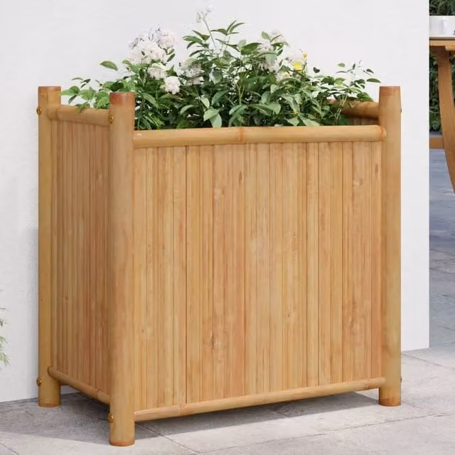 Berkfield Home Brown Bamboo Planter Tub, W/D/H: 50 x 30 x 50 cm – 1