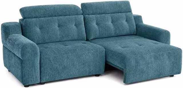 Furnishings For Less UK Harrington Petrol Teal Electric Sofa Bed in Chenille Fabric with Adjustable Headrests and Pull Out Frame, W/D/H: 242 x 109 x 108 cm