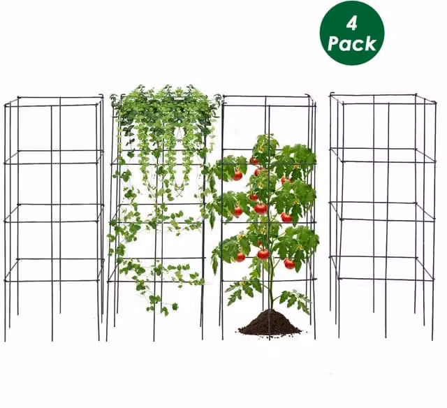 Costway 4 Pack Metal Tomato Cage Plant Support Stakes in Green – 1