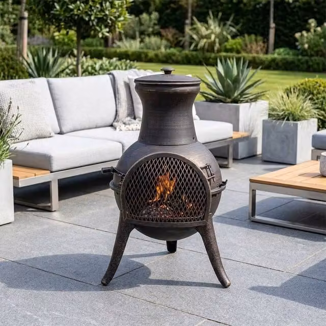Garden Greatness El Clasico Traditional Garden Chiminea in Black and Multicolour