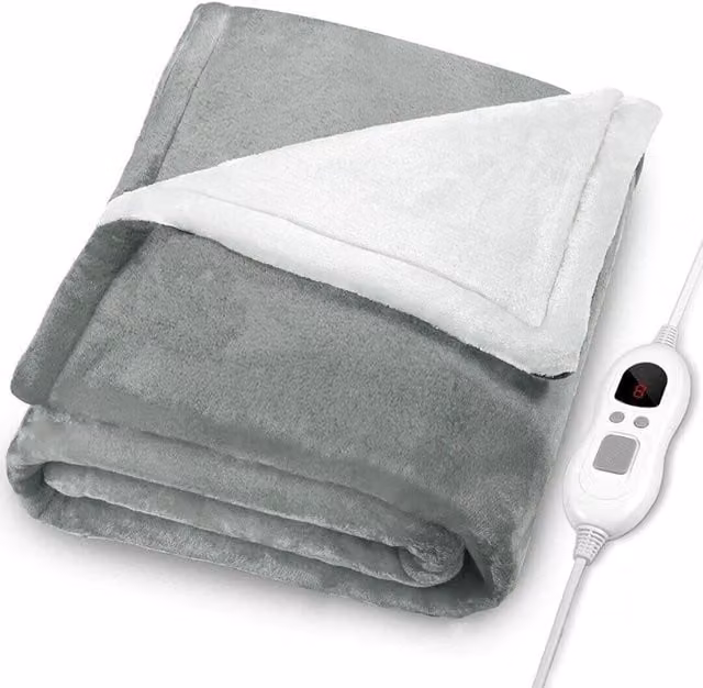Bargains-Galore Plush Heated Throw in Grey with Auto Shut-Off and Overheating Protection