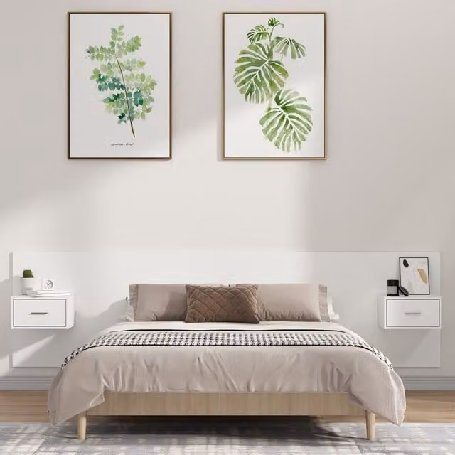 Berkfield Home White Engineered Wood Bed Headboard with Integrated Nightstands and Side Compartments