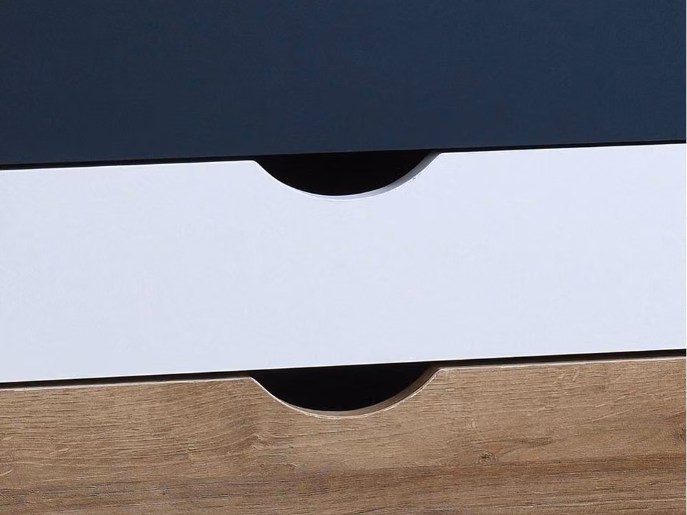 Vente-unique Set of 2 Mid-Century Bedside Tables with 3 Drawers, White and Blue, W/D/H: 40 x 40 x 57 cm – 4