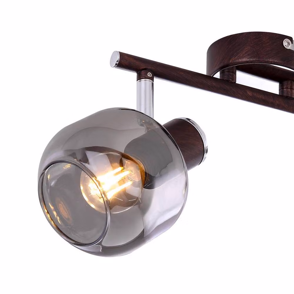 Netlighting Pallo Twin Ceiling Spotlight in Bronze with Smoke Glass Shades, 2x E14 – 2