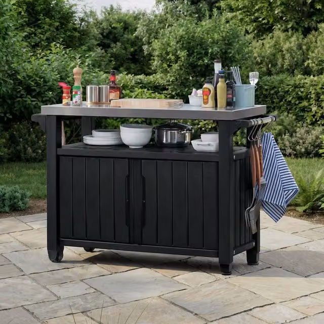 Keter Unity XL BBQ Table in Anthracite
