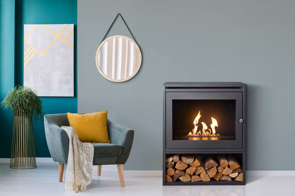 OKO S6 Bio Ethanol Stove with Log Storage in Charcoal Grey – 2