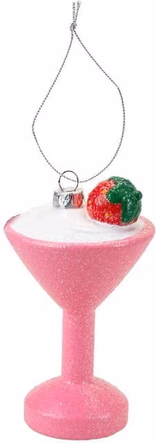 VFM e-Store Glitter Cocktail Christmas Tree Hanging Ornament in Red and Pink, W/D/H: 11 x 6.5 x 6.5 cm – 1
