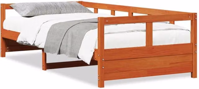 Berkfield Home Waxed Brown Solid Pine Daybed W/D/H: 200 x 90 x 56 cm – 1