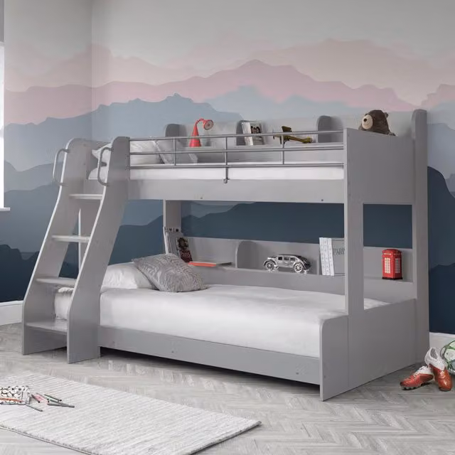 Julian Bowen Domino Triple Sleeper Bunk Bed Frame in Grey Solid Wood