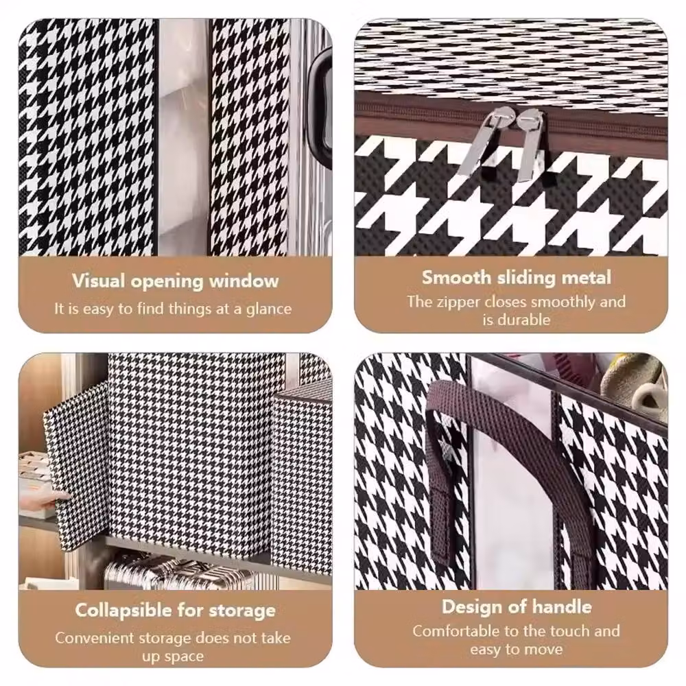 Ventryn 3-Piece Thickened Dustproof Fabric Storage Bags for Clothes and Quilts, Black – 5