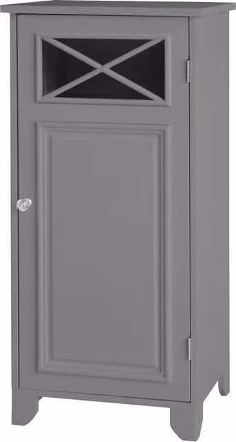 Teamson Home Dawson Grey Bathroom Floor Cabinet with One Hinged Glass Door and Internal Shelves EHF-6834G